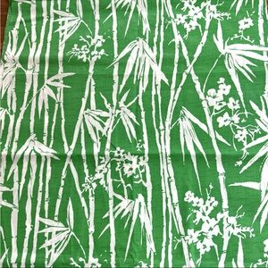 Vintage Cotton Asian Bamboo Print Green White Fabric 1 yard + 19" L x 44"W